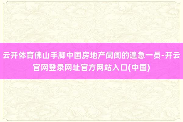 云开体育佛山手脚中国房地产阛阓的遑急一员-开云官网登录网址官方网站入口(中国)